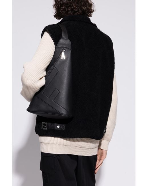 Fendi Black Single-Strap Backpack "Cono Large" for men