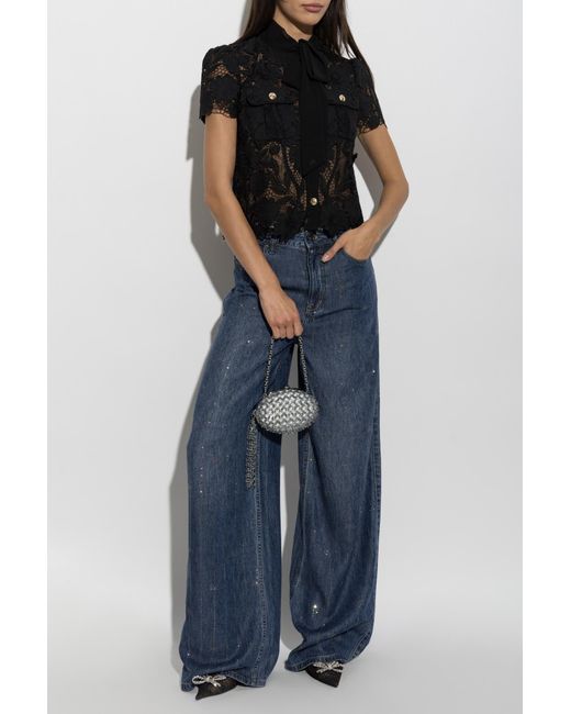 Self-Portrait Black Lace Top With Pockets