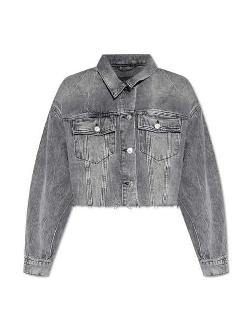 AllSaints Gray 'piper' Cropped Denim Jacket