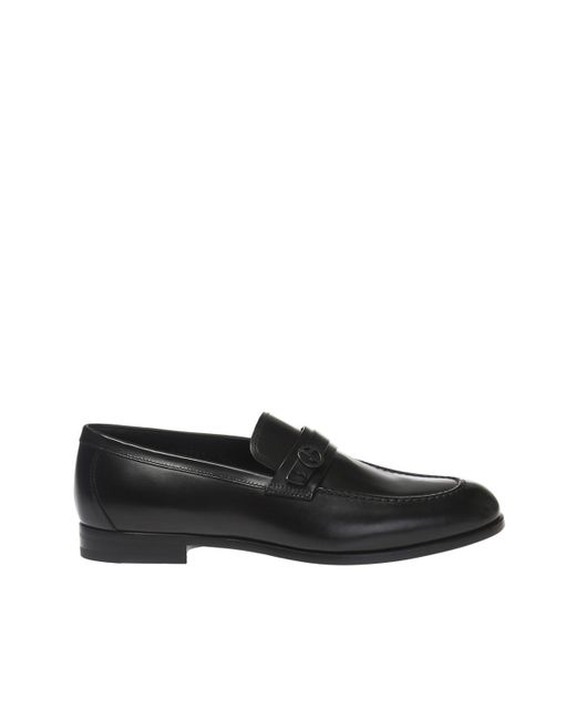 Giorgio Armani Leather Branded Loafers in Black for Men - Save 35% - Lyst