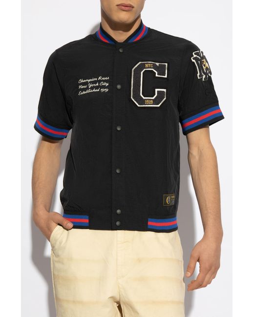 Champion Black Shirt With Patches for men