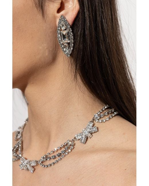 Alessandra Rich Metallic Clip-On Earrings With Crystals