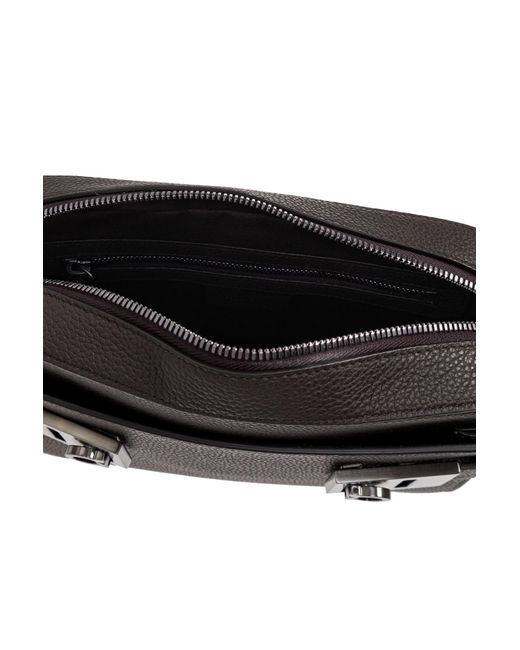 Ferragamo Black Leather Shoulder Bag for men