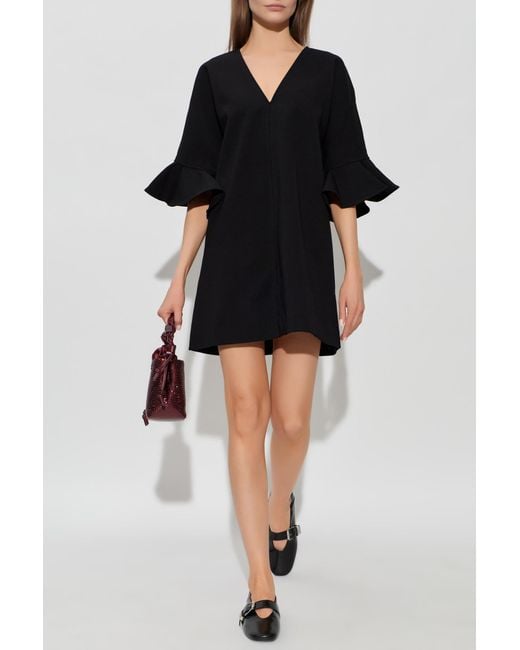 Ganni Black Dress With A V-Neckline