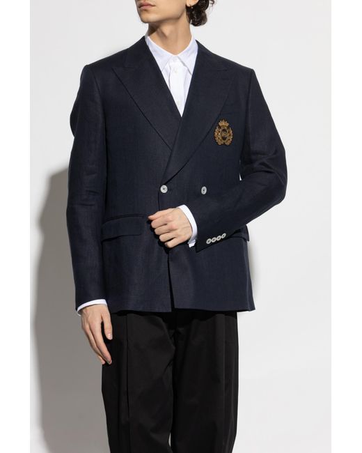 Dolce & Gabbana Blue Linen Blazer for men