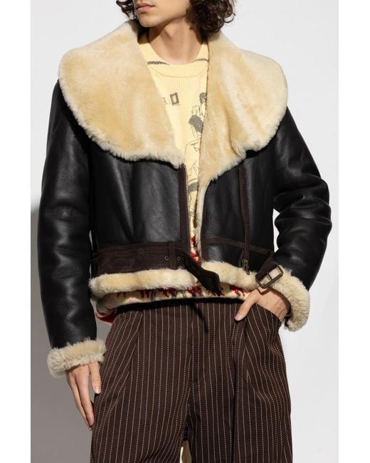 J.W. Anderson Black Sheepskin Coat With Pockets for men