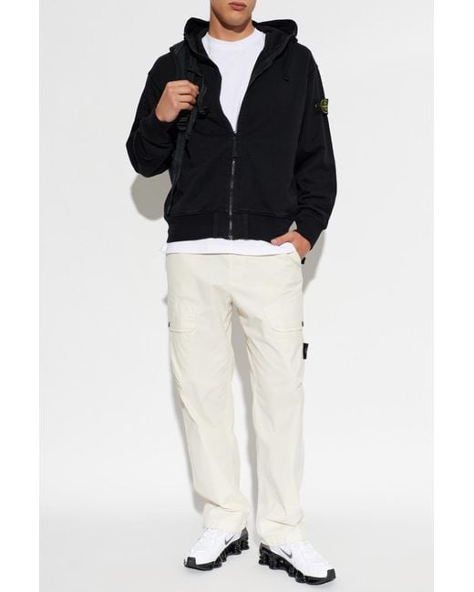 Stone Island White Cargo Trousers for men
