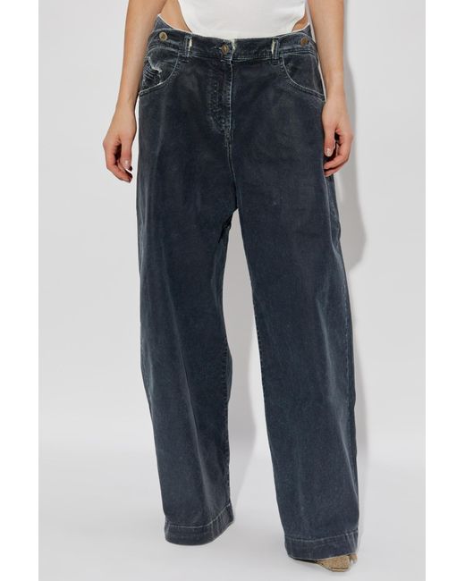 The Attico Blue Waxed Wide-Leg Jeans