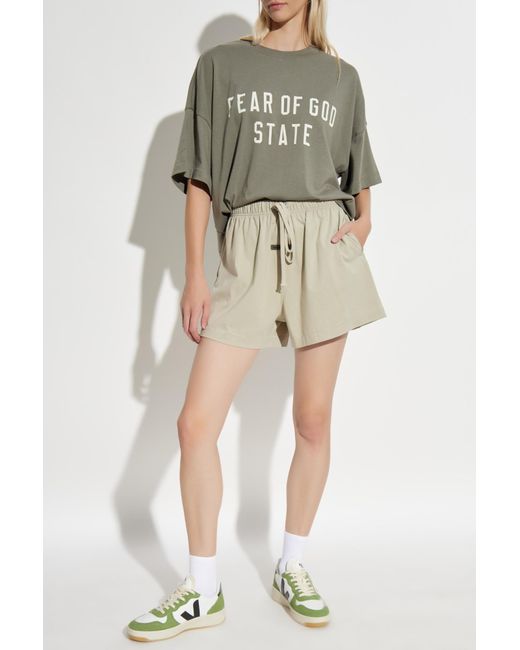 Fear Of God Natural Shorts With Logo Patch