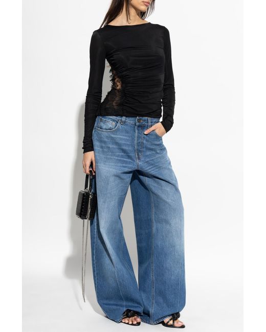Blumarine Black Top With Lace-Up Back
