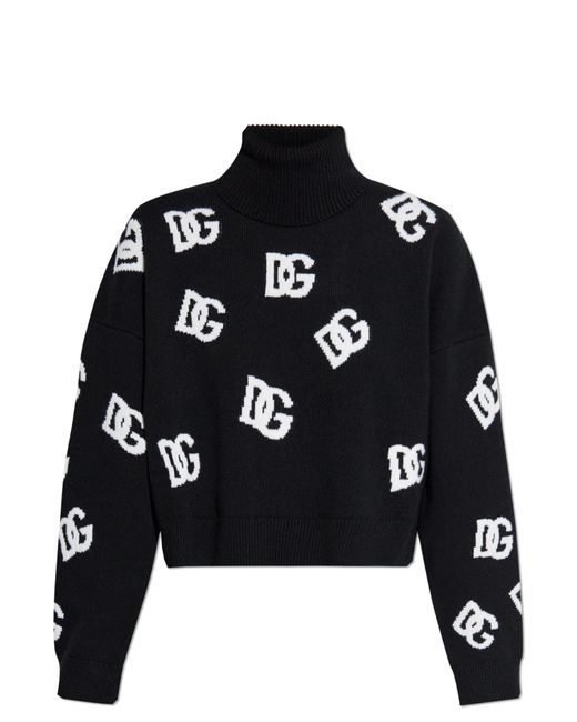 Dolce & Gabbana Black Turtleneck With Logo