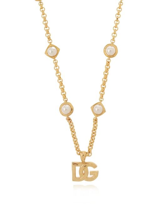 Dolce & Gabbana Metallic Necklace With Pearls