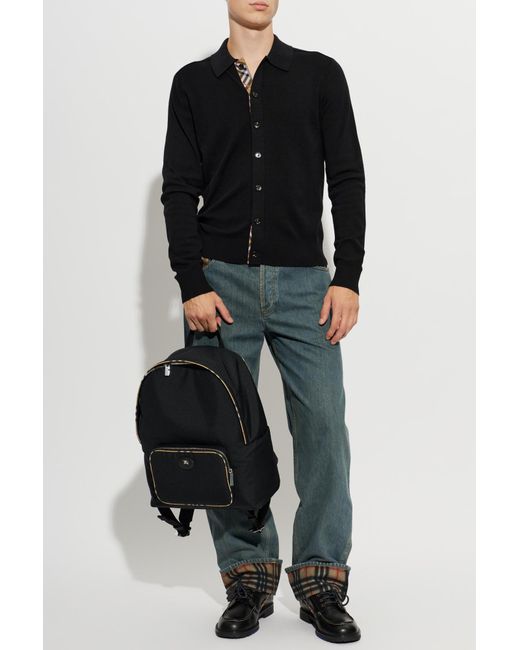 Burberry Black Wool Cardigan 'Channing' for men