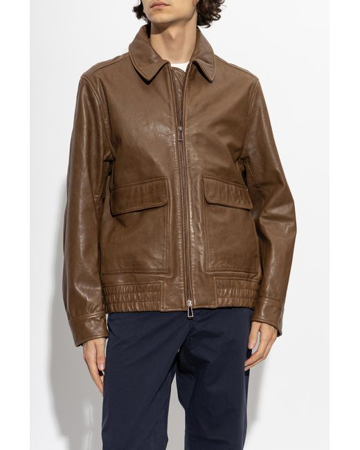 Paul Smith Blue Leather Jacket for men