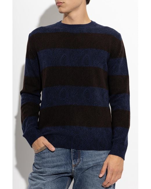 Etro Blue Wool Sweater for men