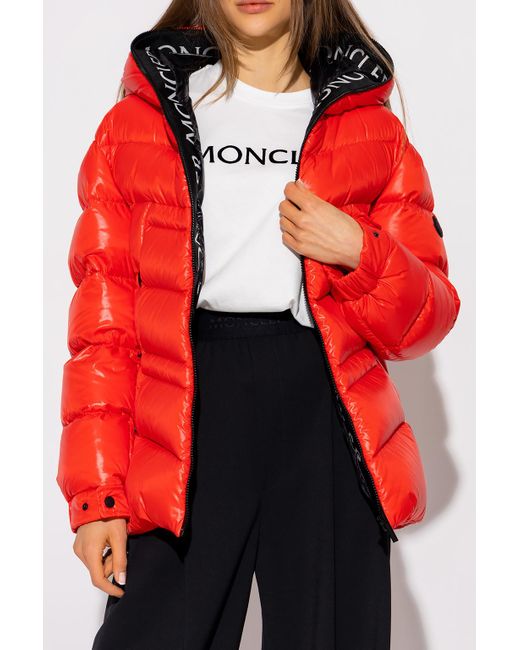 Moncler red puffer jacket women's deals