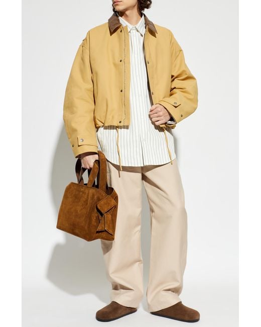 Acne Yellow Insulated Jacket With Leather Collar for men