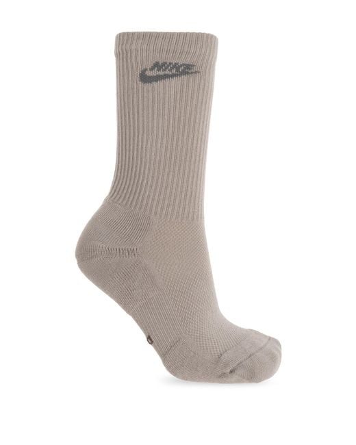 Nike Gray Three-Pack Of Socks With Logo