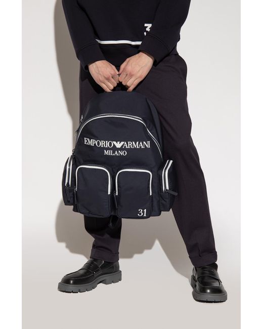 Emporio Armani Backpack With Logo in Blue for Men | Lyst