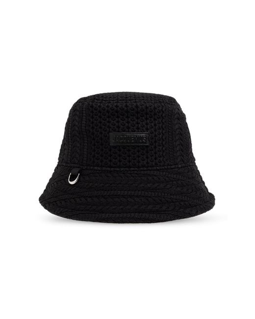 Jacquemus Black 'belo' Bucket Hat With Logo,
