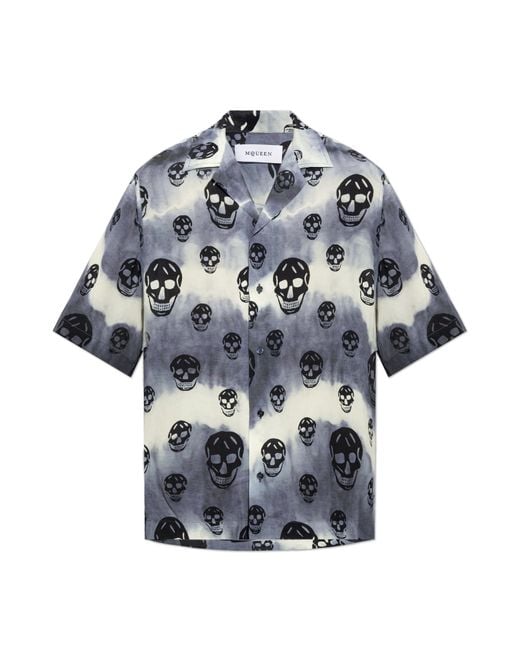 McQueen Blue Short-Sleeved Shirt for men