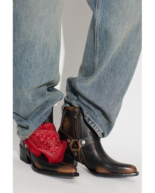Golden Goose Deluxe Brand Red 'Debbie' Leather Heeled Ankle Boots