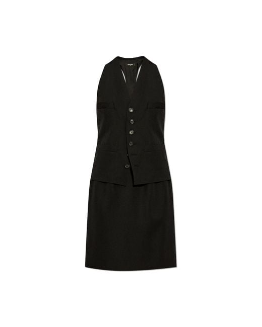 DSquared² Black Wool Dress