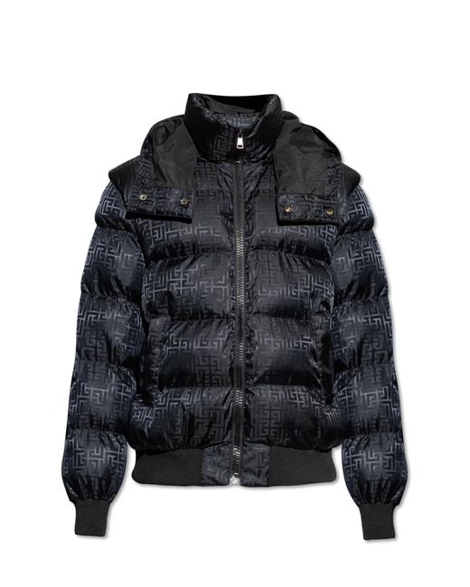 Balmain Black Insulated Jacket With Detachable Hood for men