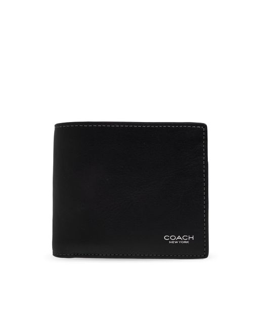 COACH Black Leather Wallet With Logo for men