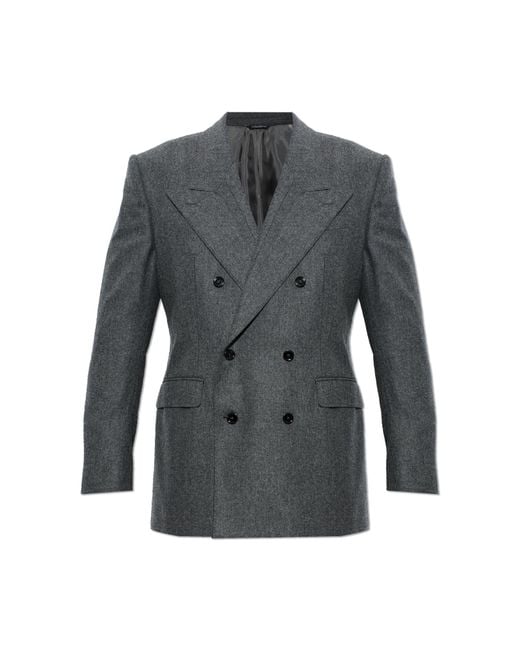 Dolce & Gabbana Gray Wool Blazer With Double Vent for men