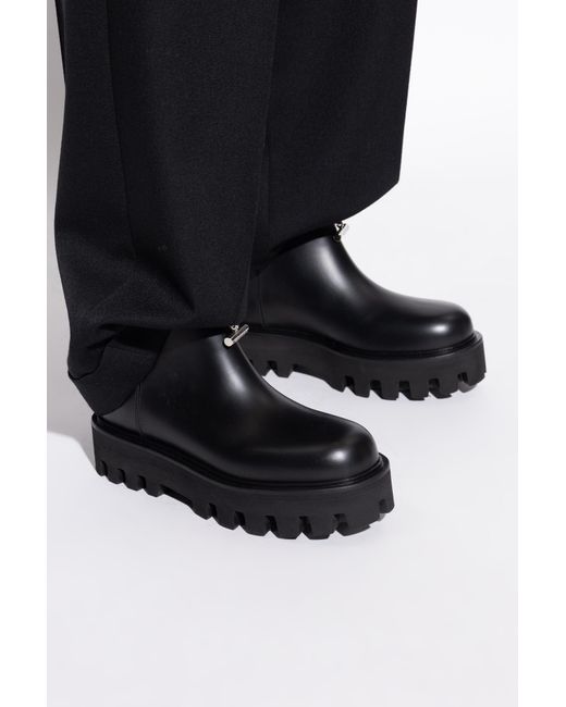McQueen Black Leather Platform Shoes