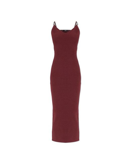 Versace Brown Ribbed Dress With Single Slit