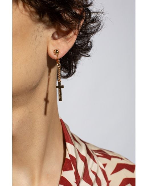 DSquared² Black Clip-On Earring With Charm for men