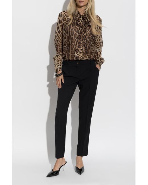 Dolce & Gabbana Brown Silk Shirt With Animal Print