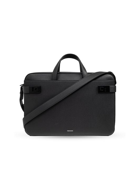 Ferragamo Black Leather Briefcase for men