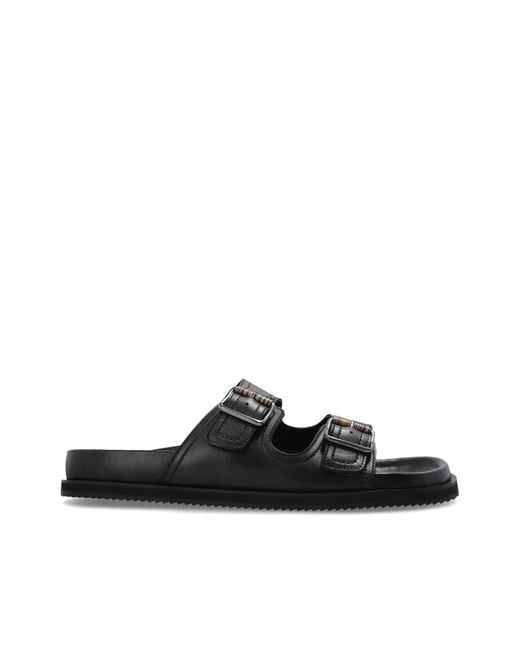 Paul Smith Black Leather Slides "Malfa" for men