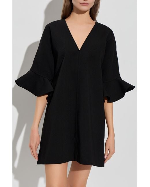 Ganni Black Dress With A V-Neckline