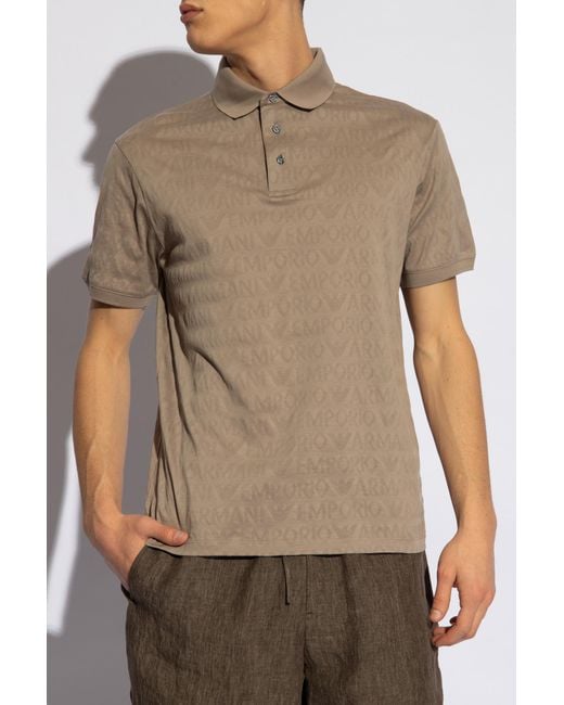 Emporio Armani Brown Monogrammed Polo Shirt, for men