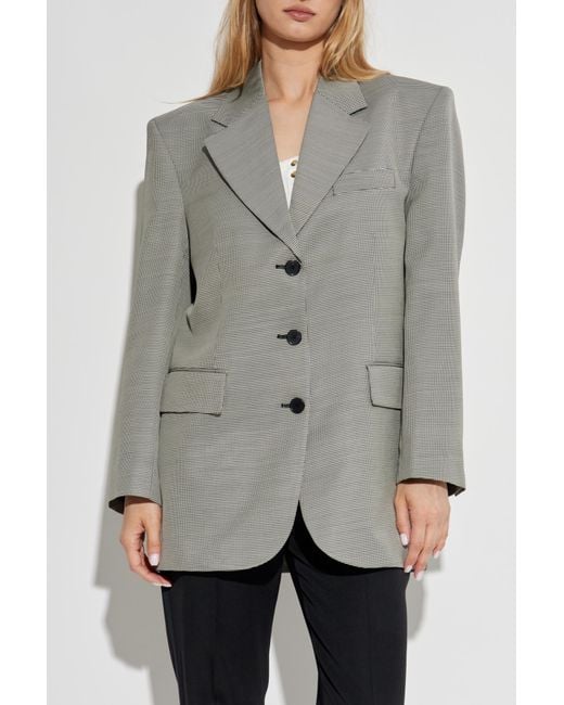 Anine Bing Gray Houndstooth Patterned Blazer