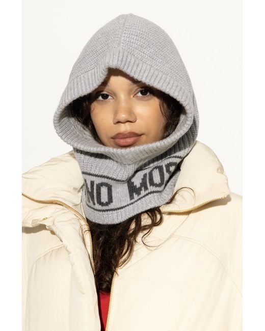 Moschino Gray Hoodie With Logo