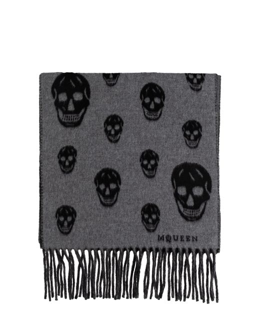 McQueen Black Scarf With Skull Motif for men