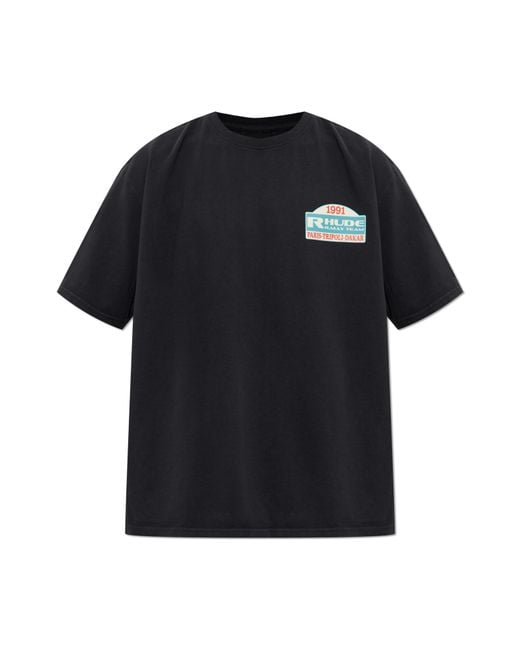 Rhude Black T-Shirt With Print for men