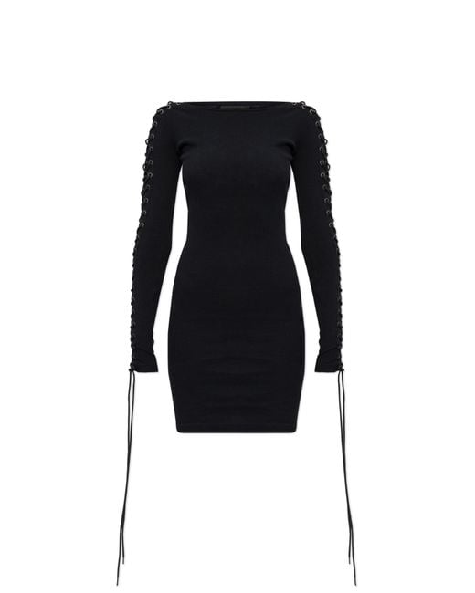 Balenciaga Black Ribbed Bodycon Dress