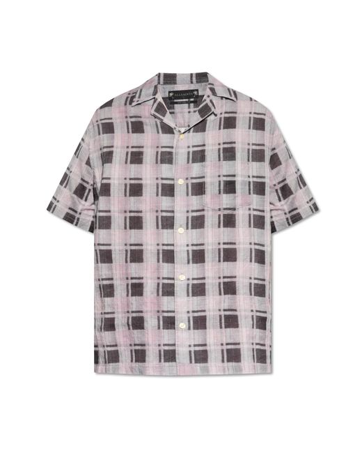 AllSaints Purple Checkered Shirt 'big Sur', for men