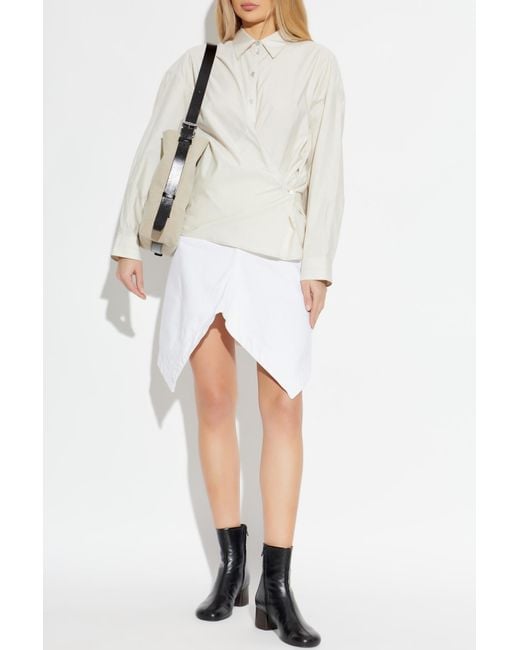 Lemaire White Denim Skirt With Slit