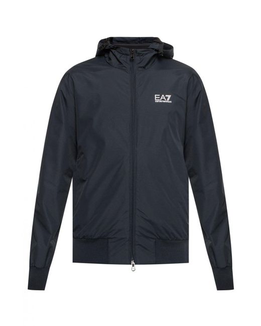 EA7 Blue Branded Rain Jacket for men