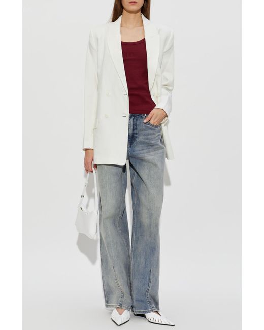 Gestuz White Double-Breasted Blazer