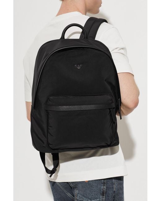 Emporio Armani Black Backpack With Logo for men
