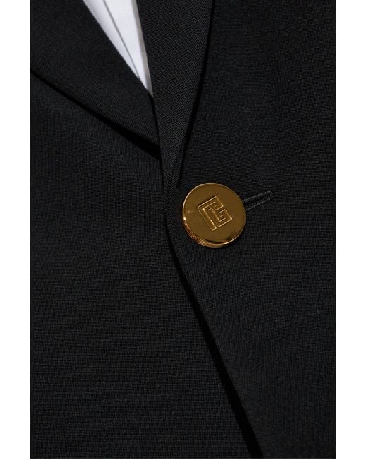 Balmain Black Wool Coat for men