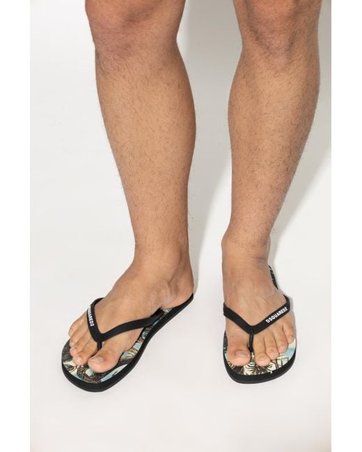 DSquared² White Logo Slides for men